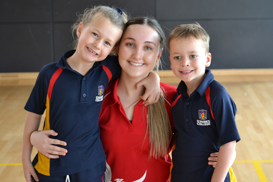 FEAST DAY > Year 12 Addison with Hali and Ronnie.