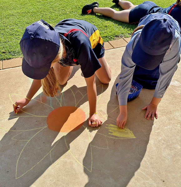 Chalk messages at Benedict