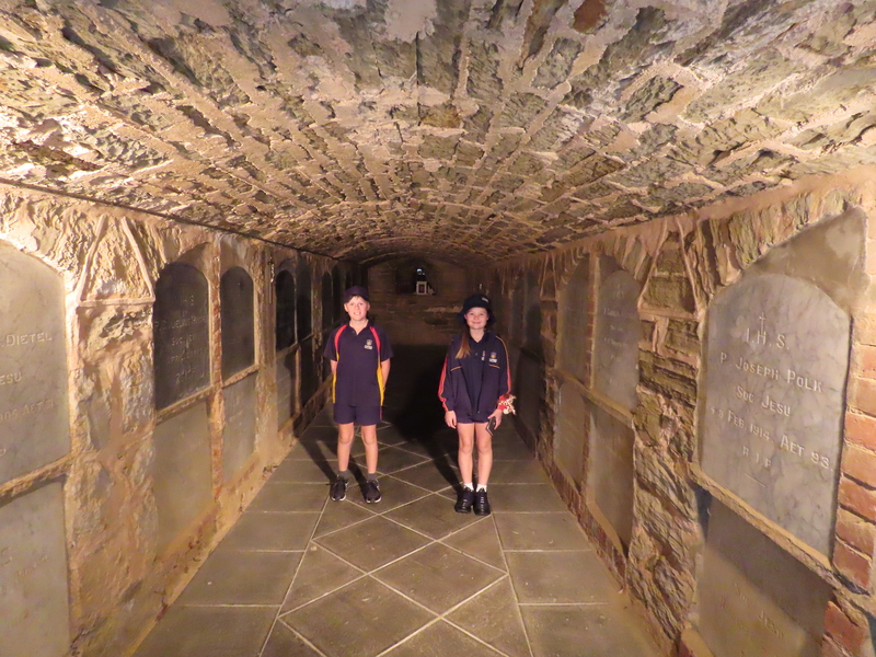 Discovering the crypt at Sevenhill.