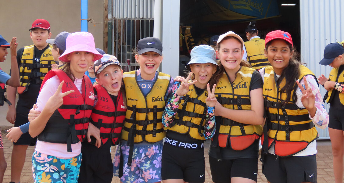 AQUATICS > Lily, Sarah, Anna, Tatum, Zali and Saesha excited for the aquatics.