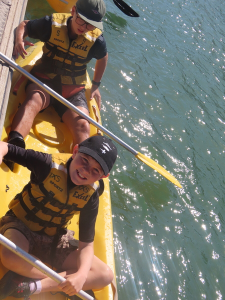 AQUATICS > Eddie and Parker enjoying the kayaks.