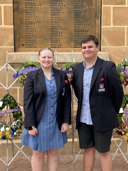 REMEMBRANCE DAY > Dr Sandra Hewson and our College Captains Eva and Jake proudly represented the College at this morning's Port Pirie Remembrance Day service.