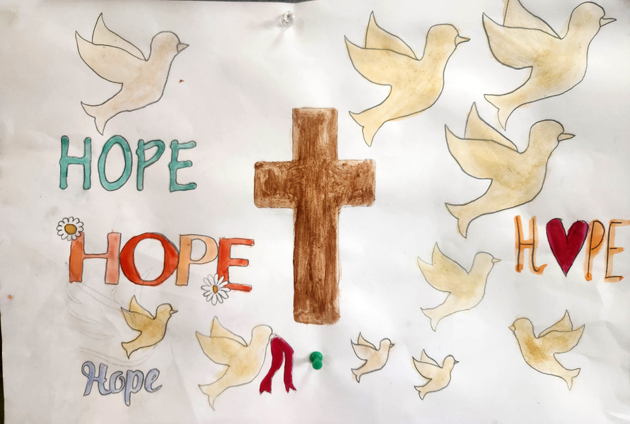 RELIGION > Year 5s celebrated the theme of 'Hope' at their class Mass.